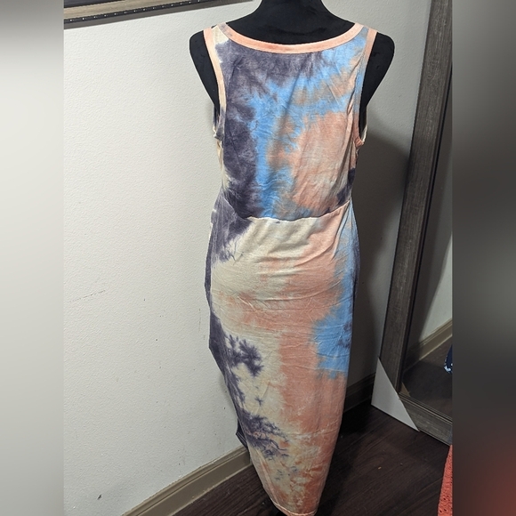 Plus Tie Dye Drawstring Split Thigh Dress - Picture 8 of 11